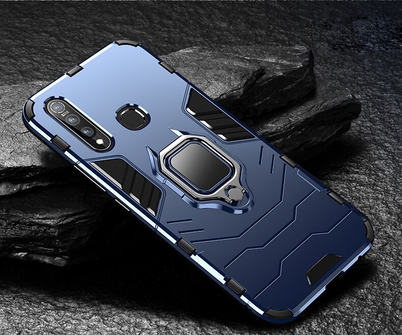 Case Vivo Y19 #เคสฝาหลังพลาสติกแข็ง +TPU Hybrid Case มีแหวนสวมนิ้วโลหะ