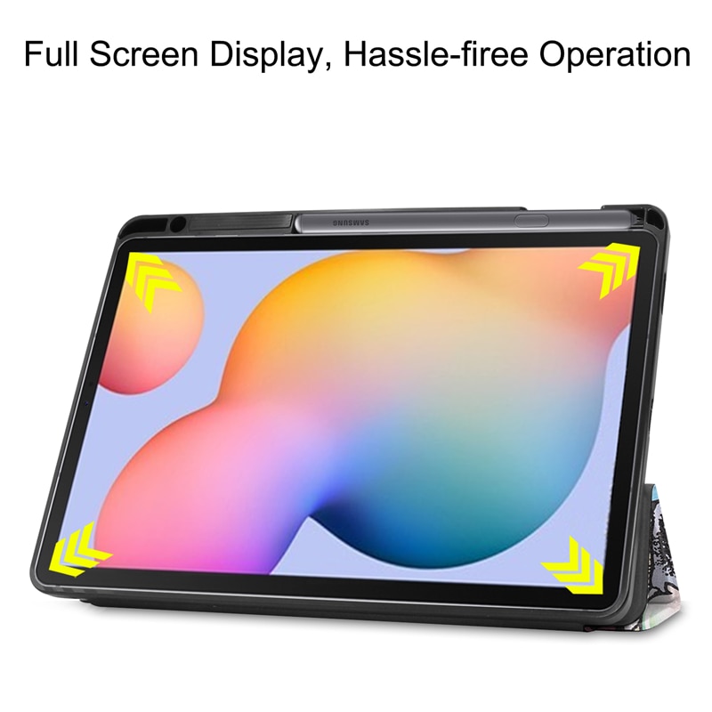 เคส Samsung Galaxy Tab S6 Lite 10.4 SM-P610 P615 P617 #เคสฝาพับหนัง PU พิมพ์ลายมีช่องเก็บปากกา with Pencil Holder Tri-Fold Stand Cover Leather Smart Case