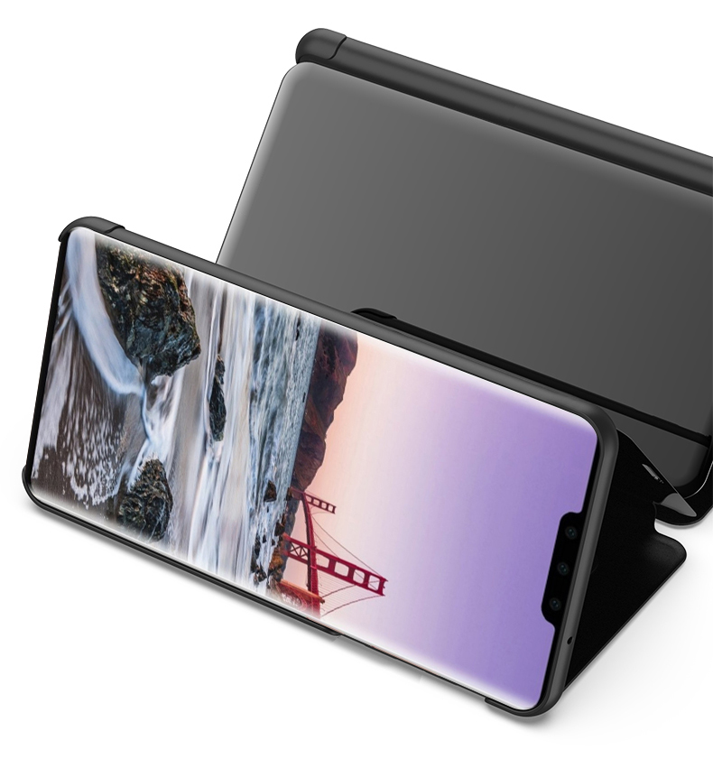 Case Huawei Mate 30 Pro #เคสฝาพับปกโปร่งแสงผิวเงา Electroplating Mirror Surface Window View พร้อมส่ง สีทอง