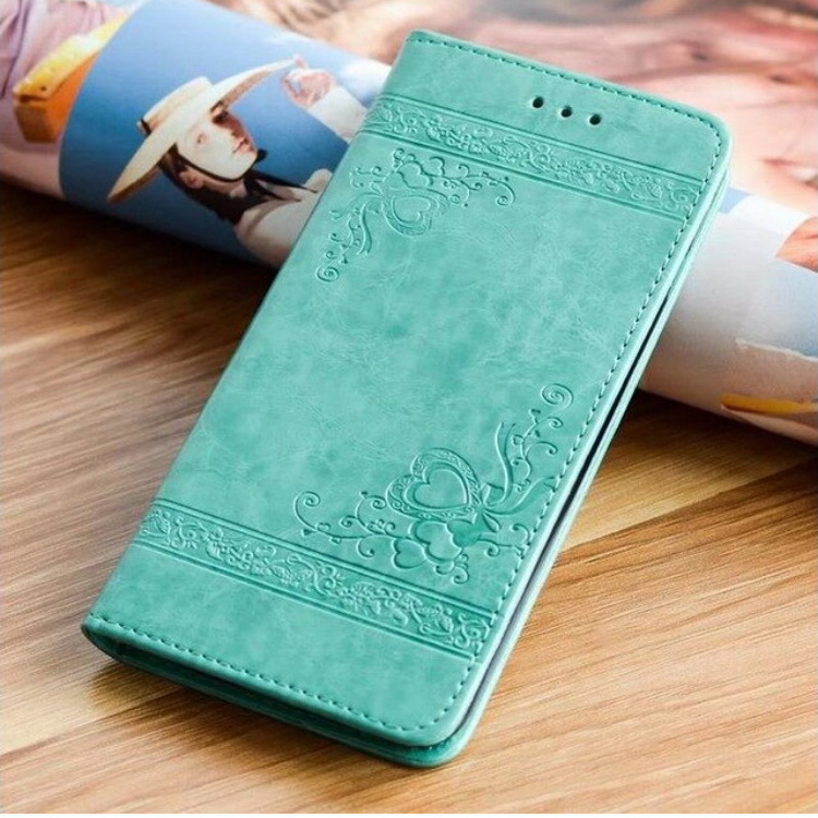 Case Samsung Galaxy S10 Plus #เคสฝาพับปั้มลายหัวใจ Imprint Heart PU Leather Stand Wallet Case