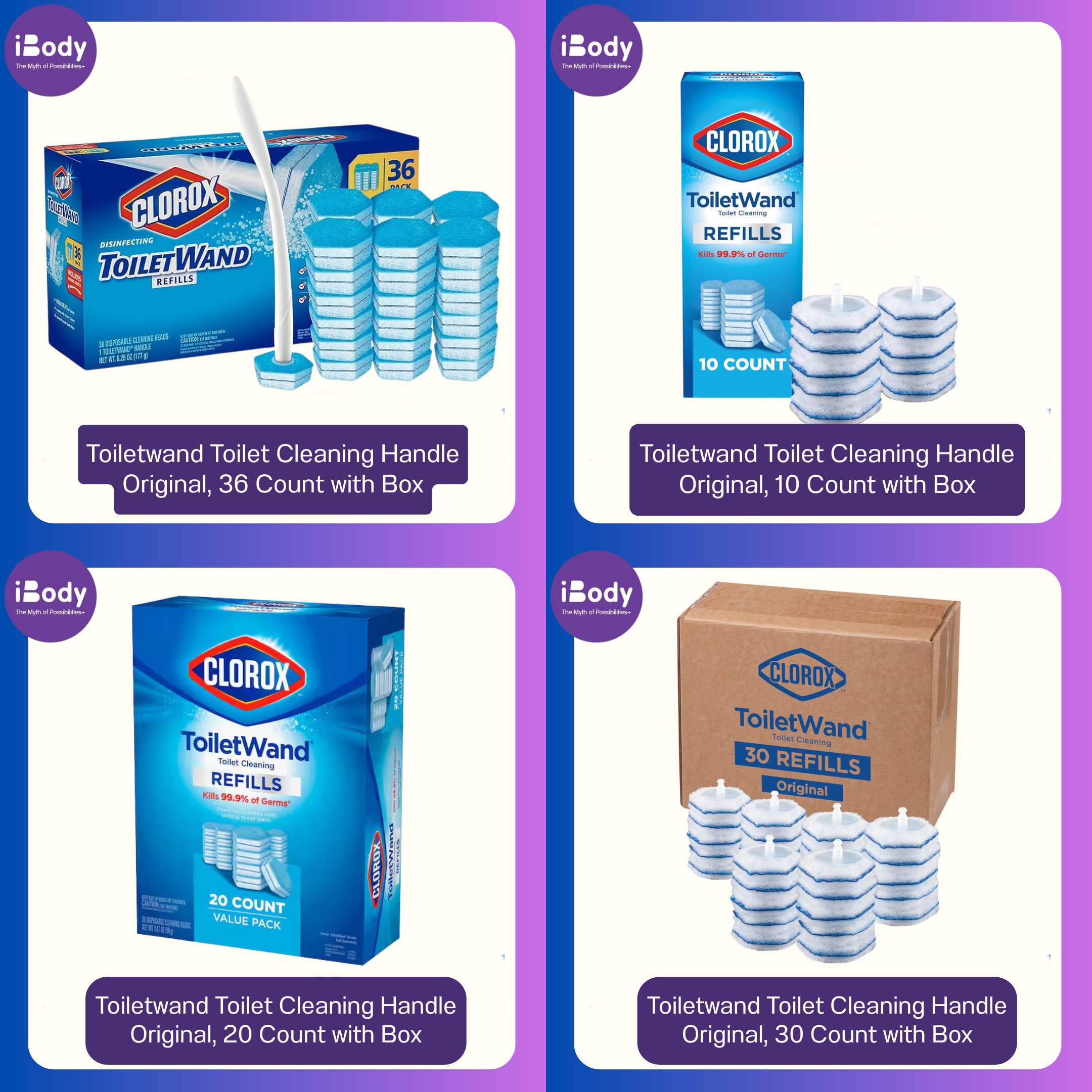 CLOROX® Toilet Wand Toilet Cleaning Refills หัวแปรงฟองน้ำขัดห้องน้ำ ผสมน้ำยาพร้อมใช้
