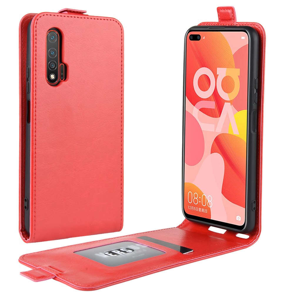เคส Huawei Nova 6 #เคสฝาพับแนวตั้งหนัง PU ผิวหนังม้า Crazy Horse Skin Leather