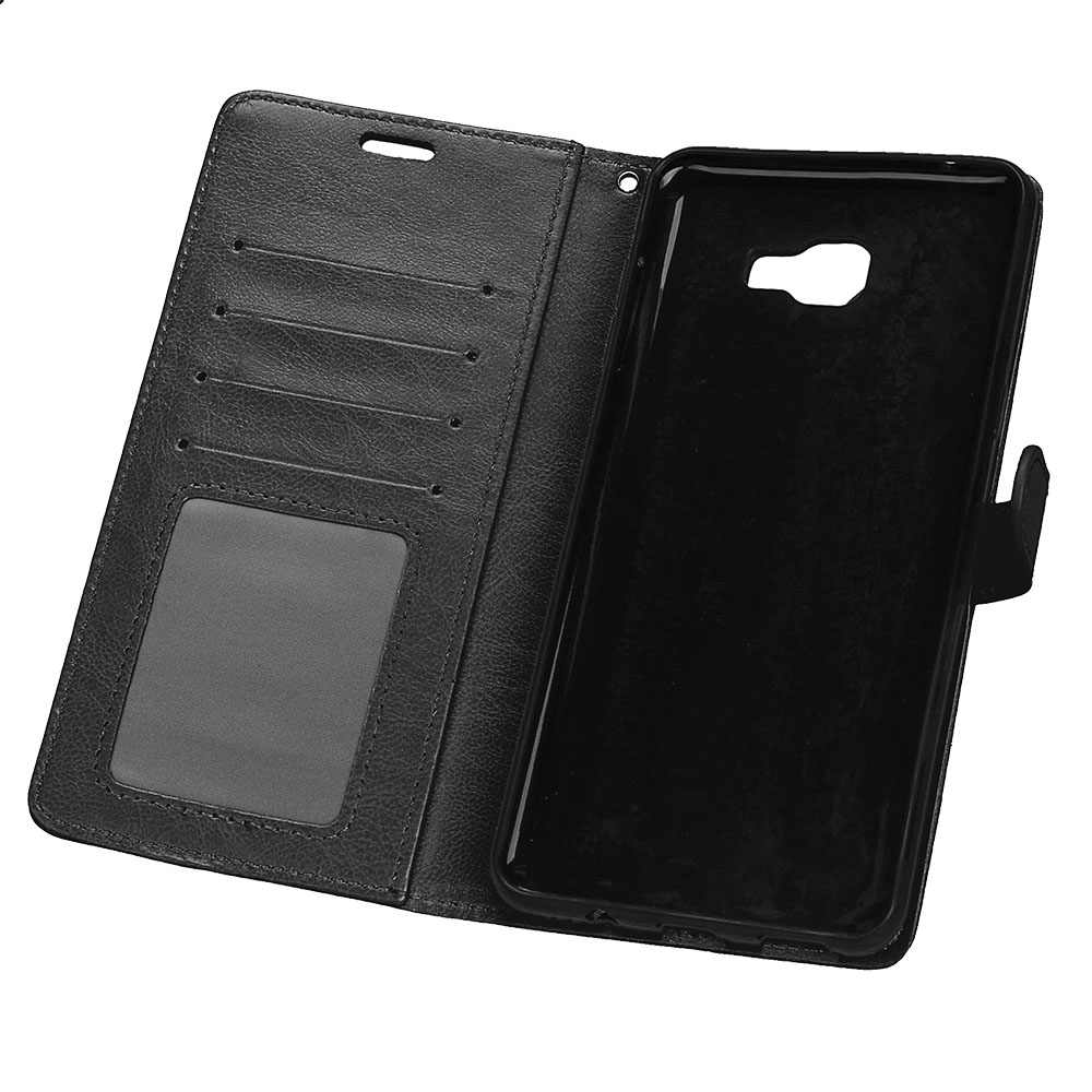 เคส Samsung Galaxy C9 Pro #เคสฝาพับสไตล์กระเป๋าสตางค์ Crazy Horse PU มีช่องใส่บัตร 3 ช่อง #เคสผิวหนังม้า