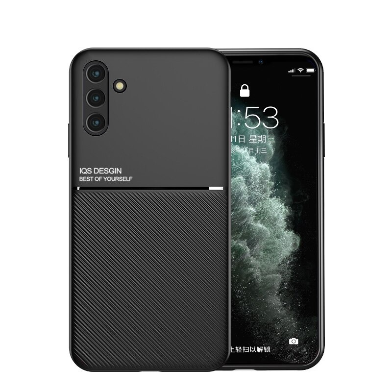 เคส Samsung Galaxy A13 5G #เคสแบบฝาหลัง TPU เคลือบหนัง PU สไตล์ธุรกิจที่เรียบง่ายมีแผ่นเหล็กในตัว Minimalist Business Style Leather Coated TPU Built-in metal magnetic plate