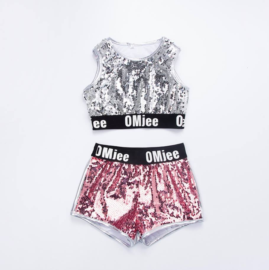 ชุดเต้นเด็กหญิง setแดนเซอร์ สีเงินชมพู