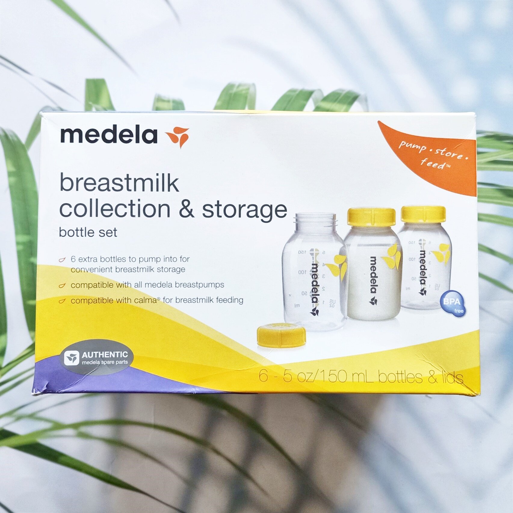 Medela® Breast Milk Collection and Storage Bottles Set 150 ml, 6 Bottles ขวดเก็บน้ำนมแม่ พร้อมฝาปิด แพ็ค 6 ขวด