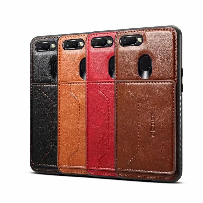Case Oppo A7 / AX7 / AX5S / A5S #เคสฝาหลัง TPU เคลือบหนัง PU Crazy Horse Leather Coated PC + TPU Hybrid