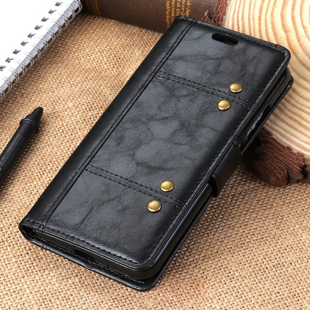 Case OPPO Reno 2F #เคสฝาพับหนัง PU การตกแต่งแบบริ้ว Rivet Decor Crazy Horse Texture