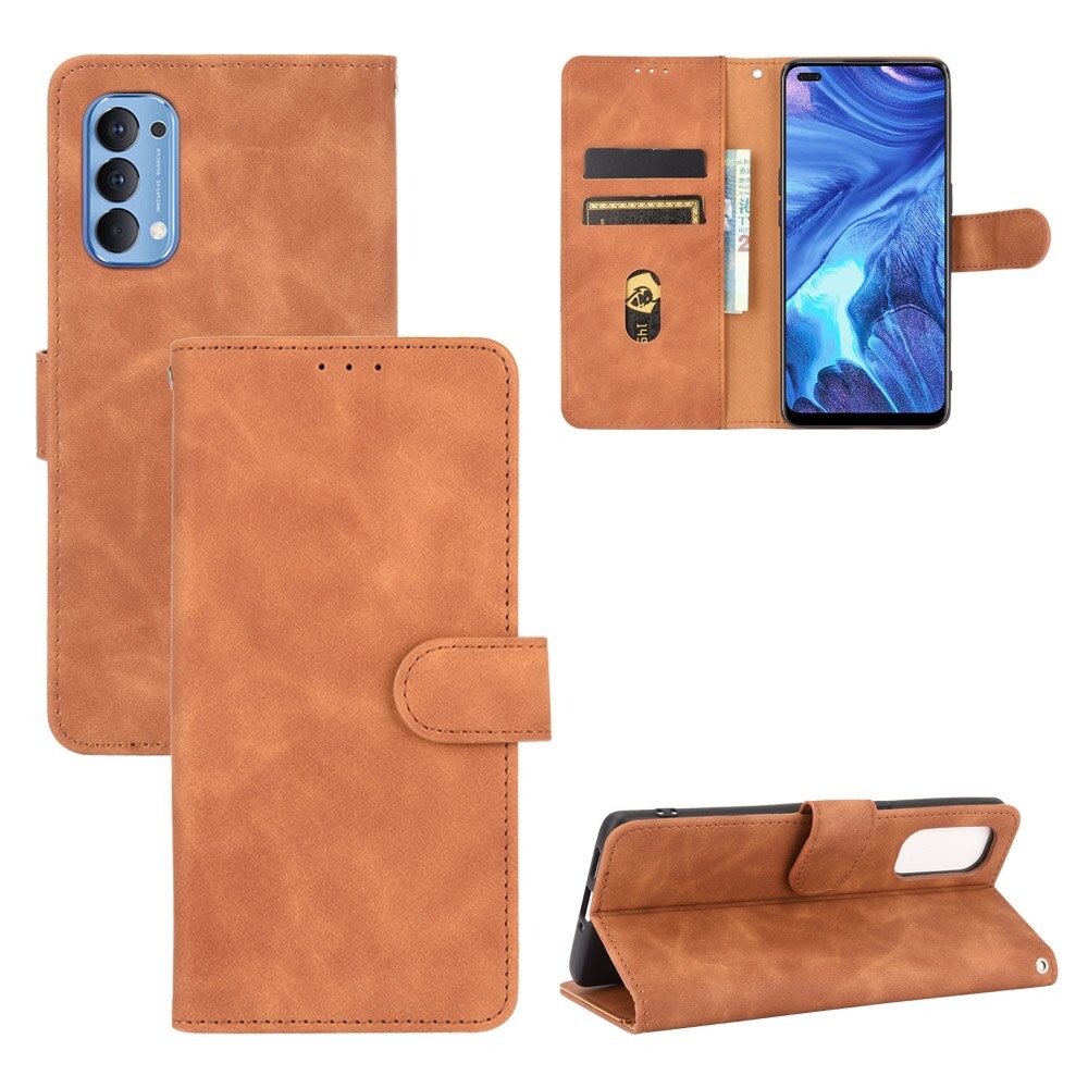 เคส OPPO Reno 4 4G #เคสฝาพับแบบกระเป๋าสตางค์หนัง PU มีช่องใส่บัตร Leather Wallet Card Holder Phone Cover