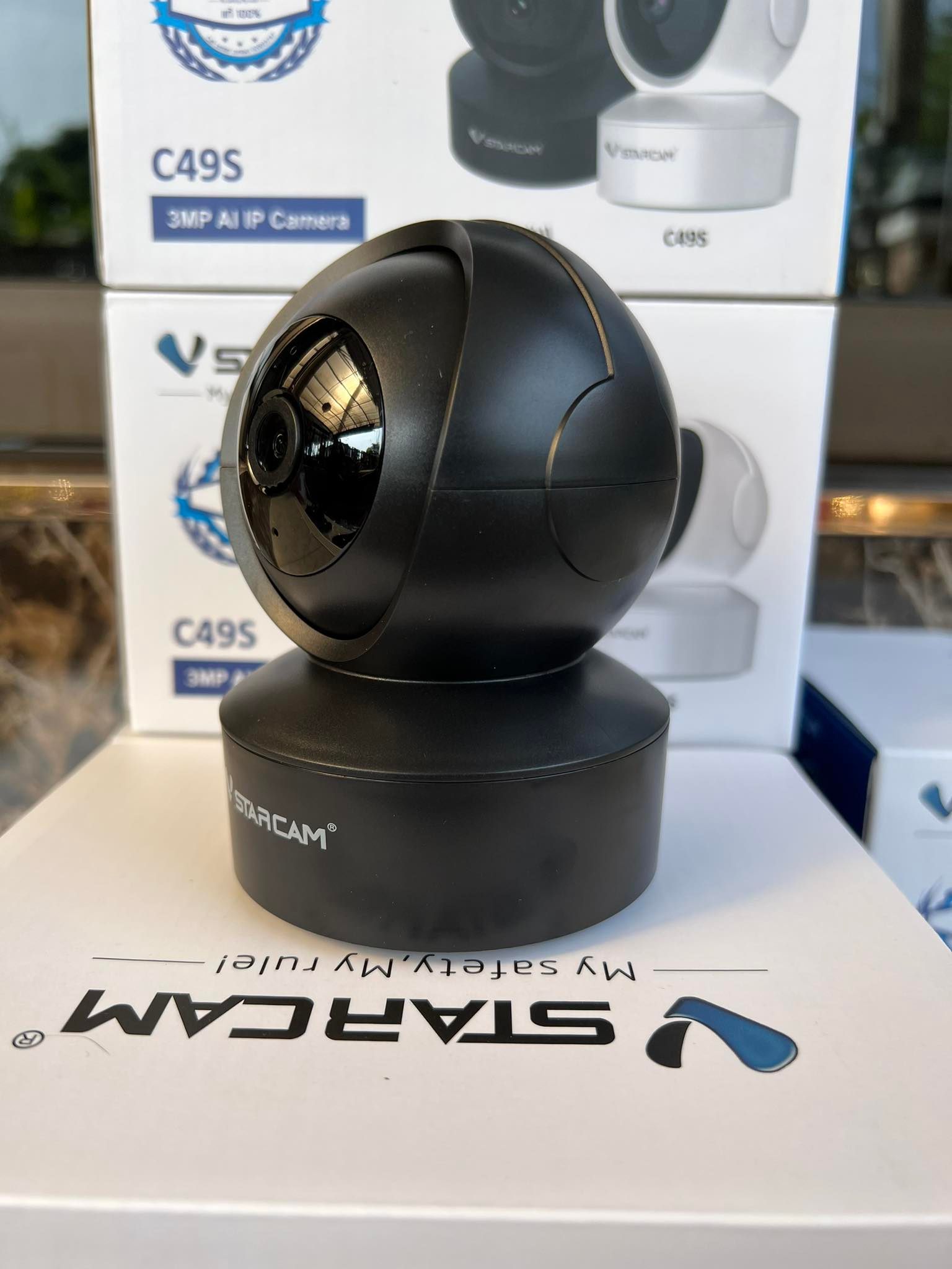 Vstarcam ใหม่ล่าสุด Vstarcam กล้องวงจรปิดกล้องใช้ภายใน รุ่นCS49 ความละเอียด3ล้านพิกเซล พูดโต้ตอบได้/ไวไฟในตัว ดำ