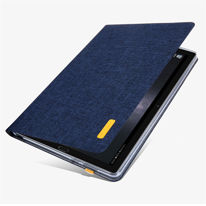 เคส Huawei MediaPad M5 8.4 นิ้ว #เคสฝาพับหนัง PU ผิวผ้าคุณภาพสูง Silicon+Cloth PU Leather Skin