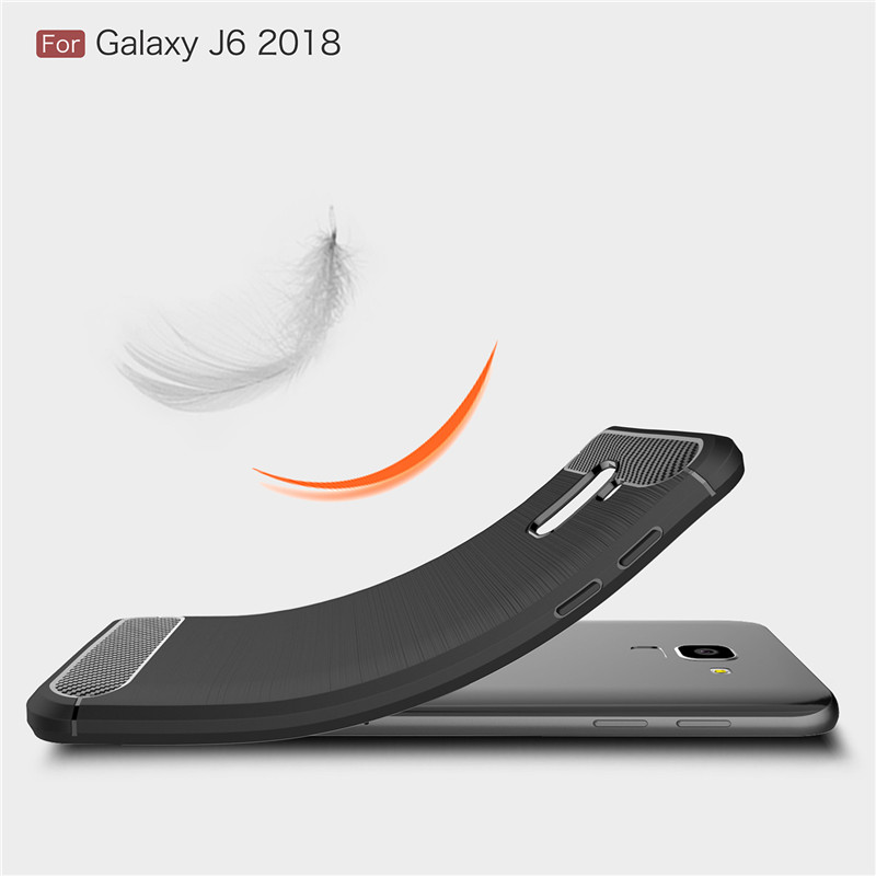 เคส Samsung Galaxy J6 (2018) #เคสฝาหลัง TPU นิ่มคาร์บอนไฟเบอร์ผิวแบบขัดแปรง