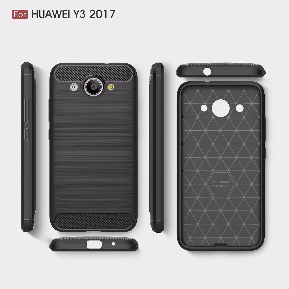 Case Huawei Y3 (2017) #เคสฝาหลัง Brushed Carbon Fiber TPU
