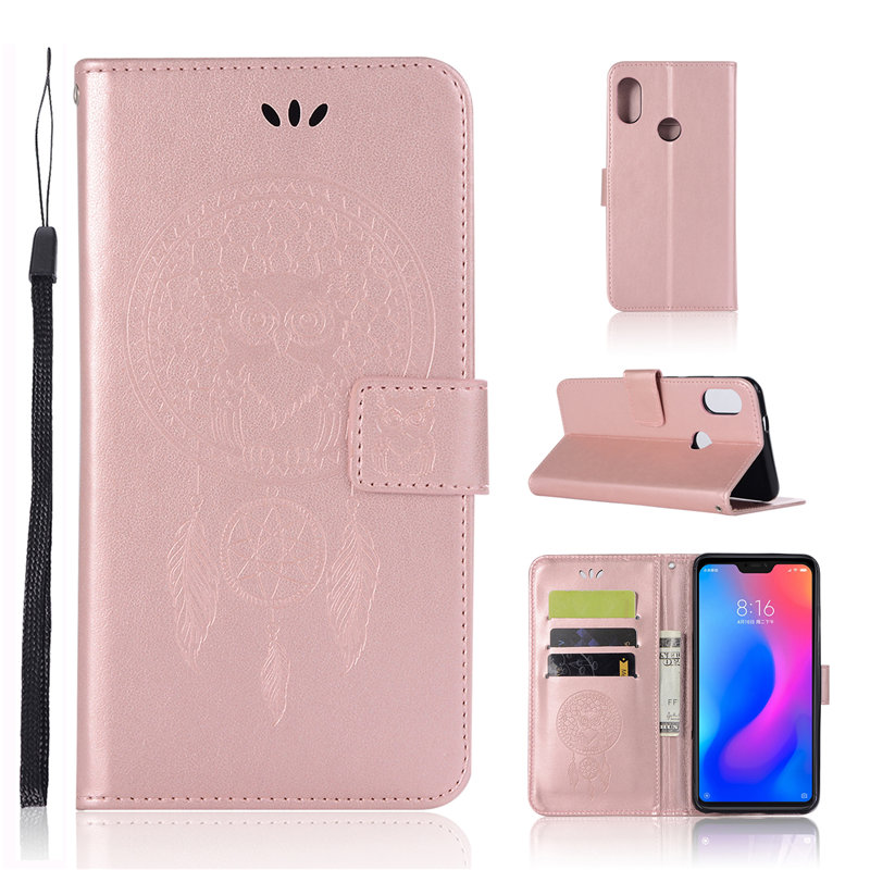 เคส Xiaomi Redmi Note 6 Pro #เคสฝาพับแบบกระเป๋าสตางค์ฝาพับหนัง PU ลายนกฮูก Imprint Owl Dream Catcher Wallet