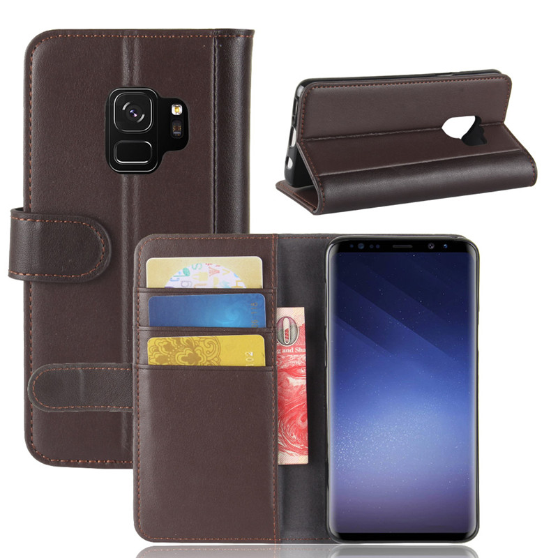 เคส Samsung Galaxy S9 #เคสฝาพับสไตล์กระเป๋าสตางค์รูปแบบหนังแท้แยกมีช่องเสียบบัตรคุณภาพดี