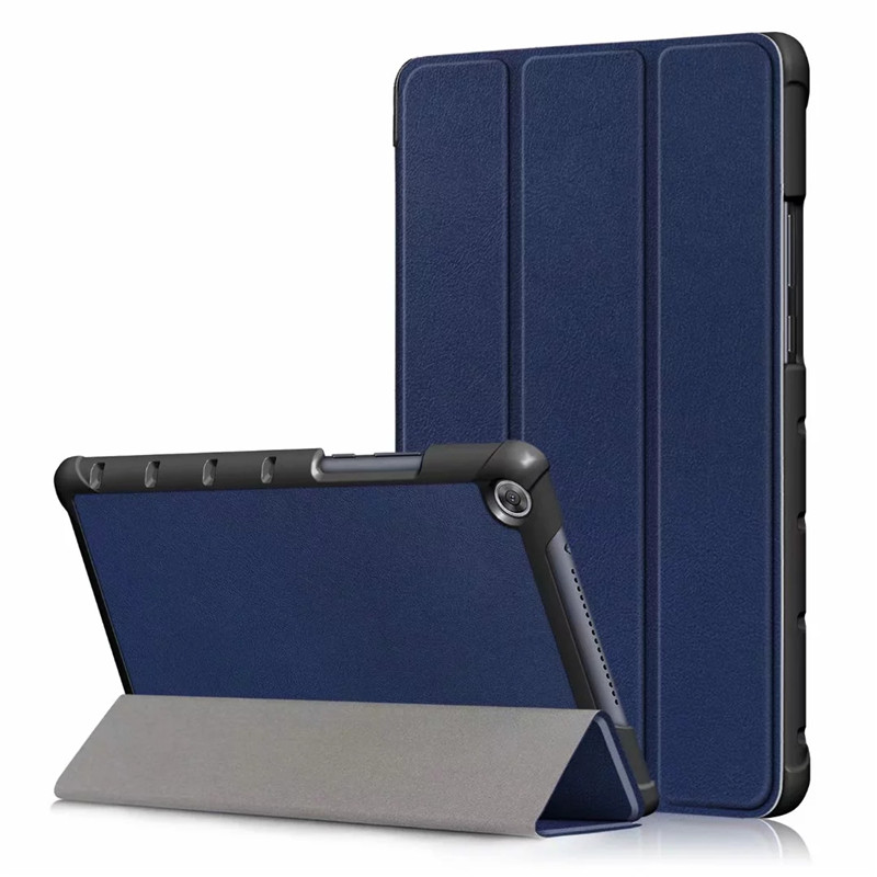 เคส Huawei MediaPad M5 Lite 8 #เคสฝาพับสามพับหนัง PU ผิวลิ้นจี่ Litchi Skin PU Leather Tri-fold Stand Tablet Cover