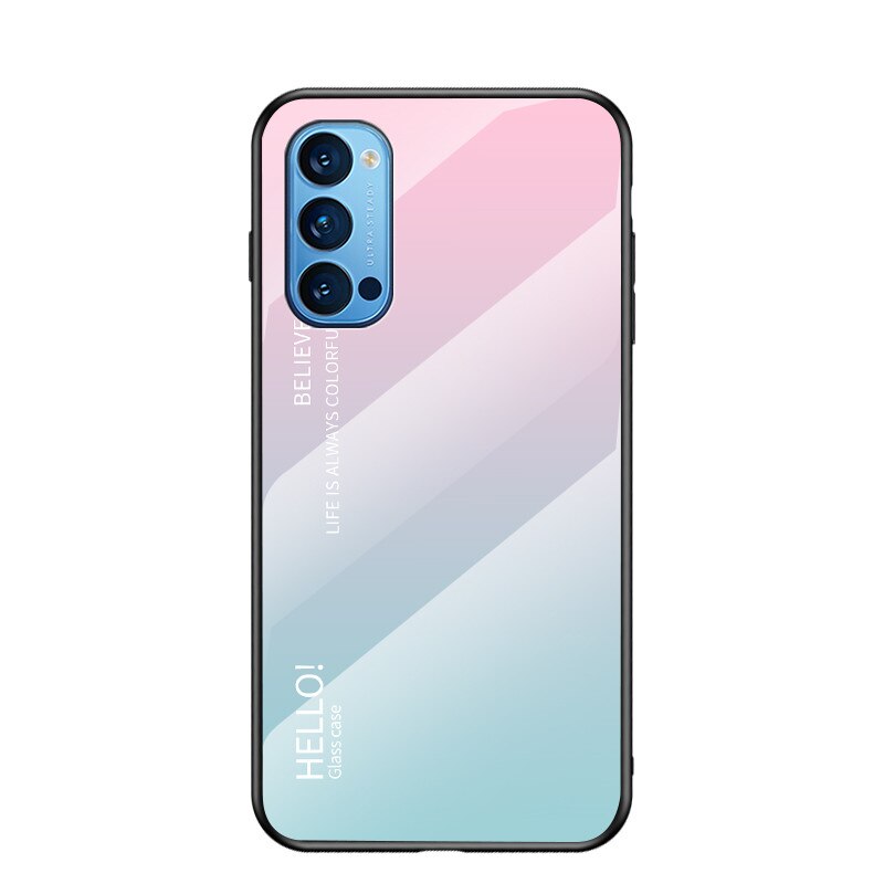 เคส OPPO Reno 4 Pro 5G #เคสฝาหลัง Gradient Color Glass + PC + TPU Hybrid Case