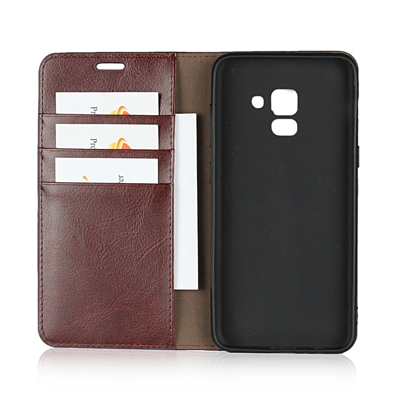 Case Samsung Galaxy A8 (2018) #เคสฝาพับหนังแท้แบบกระเป๋าสตางค์คุณภาพดี Crazy Horse Genuine Leather Cover