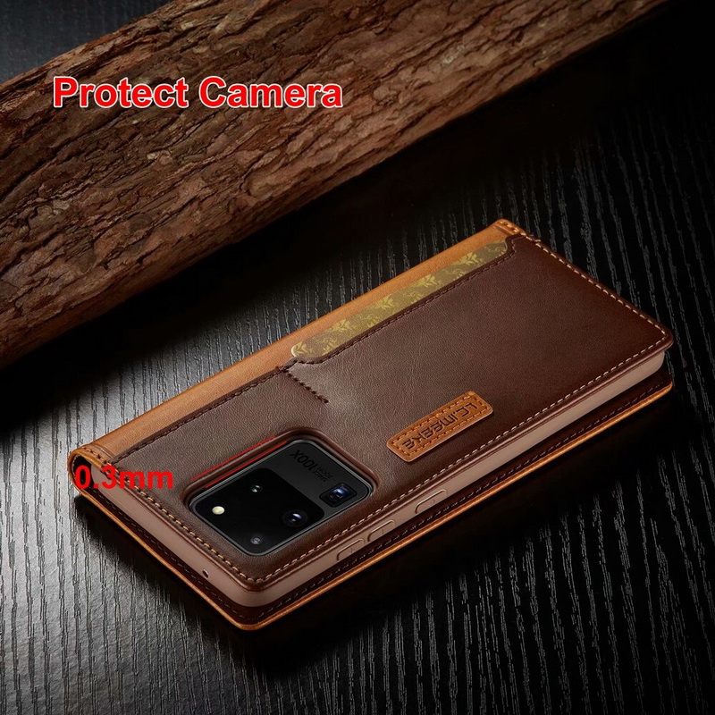 Case Samsung Galaxy S20 Ultra / S20 Ultra 5G #เคสฝาพับหนัง PU สไตล์กระเป๋าสตางค์พร้อมช่องใส่การ์ด Fashion Retro Card Slot Wallet Flip Cover PU Leather Phone Case