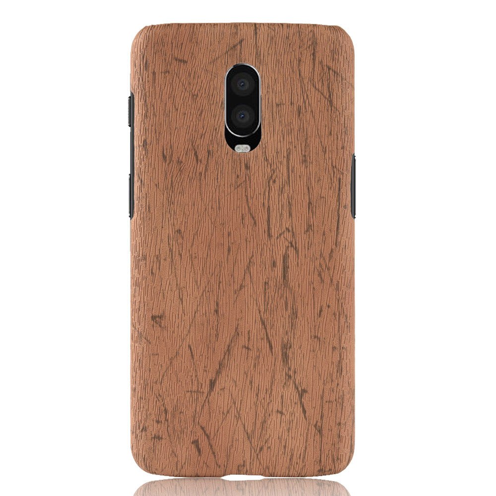 เคส OnePlus 6T #เคสฝาหลังพลาสติกแข็งเคลือบผิวลายไม้สีสันสดใส Wood Texture PU Leather Coated