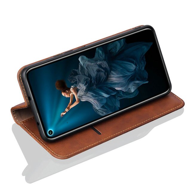 Case Huawei Nova 5T #เคสฝาพับหนัง PU Crazy Horse Texture Retro Leather Auto-absorbed Wallet คุณภาพดี