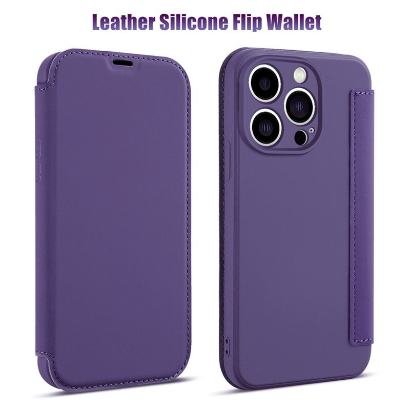 เคส Iphone 14 Pro Max #เคสฝาพับกรอบซิลิโคนนิ่ม พร้อมช่องใส่บัตร