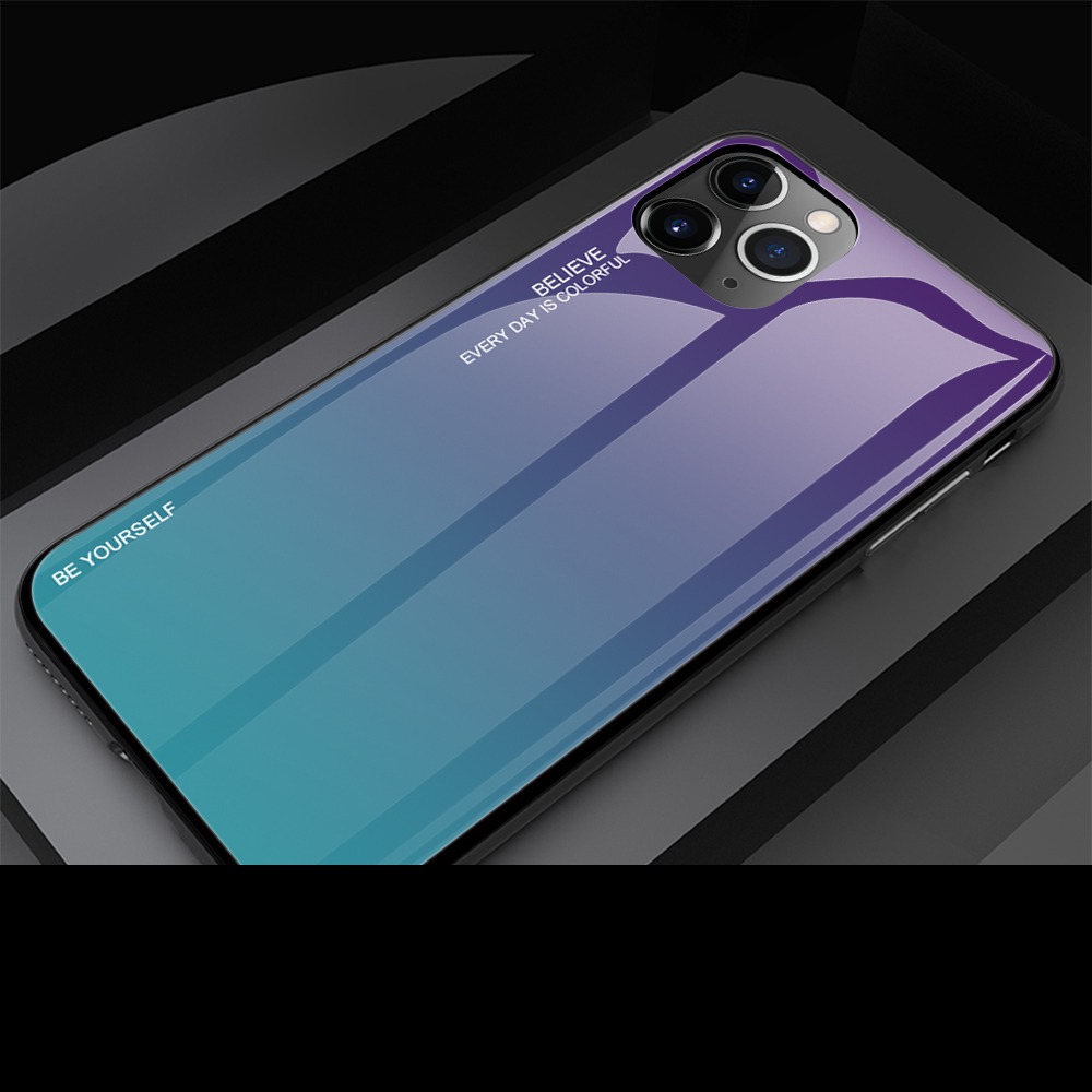 เคส iPhone 13 Pro #เคสฝาหลัง Gradient Color Glass + PC + TPU Hybrid Case