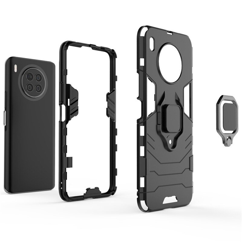 Case Huawei Nova 8i#เคสฝาหลังพลาสติกแข็ง +TPU Hybrid Case มีแหวนสวมนิ้วโลหะ