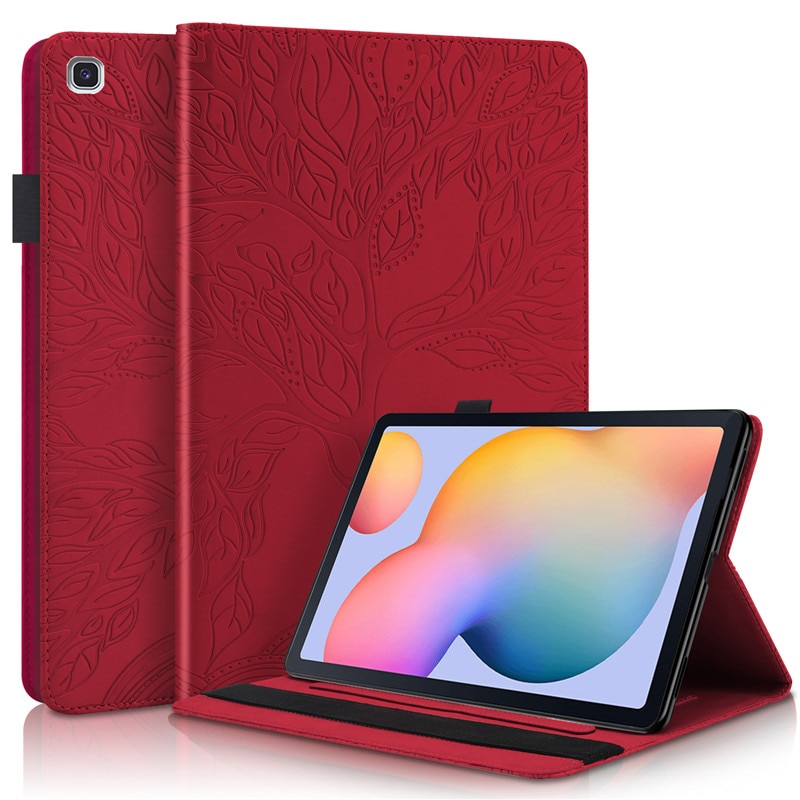 เคส Samsung Galaxy Tab S6 Lite 10.4 SM-P610 P615 P617 #เคสฝาพับหนัง PU ลายต้นไม้ Life Tree Print Leather Stand Smart Case Cover