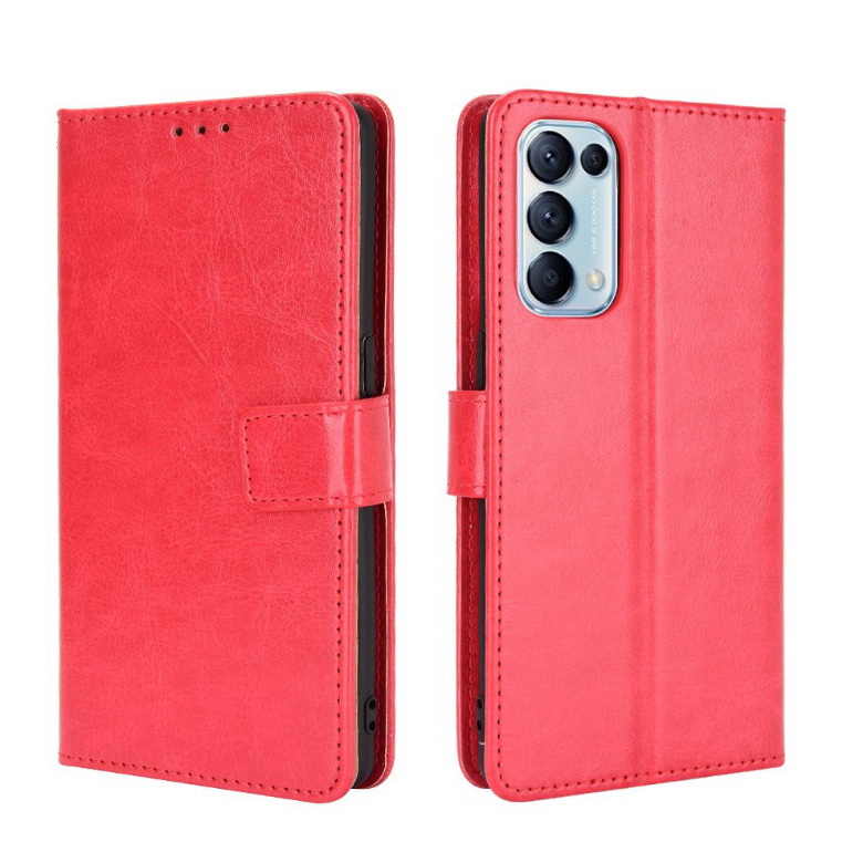 Case OPPO Reno 5 5G #เคสฝาพับหนัง PU ผิวหนังม้า Crazy Horse Texture Leather Wallet