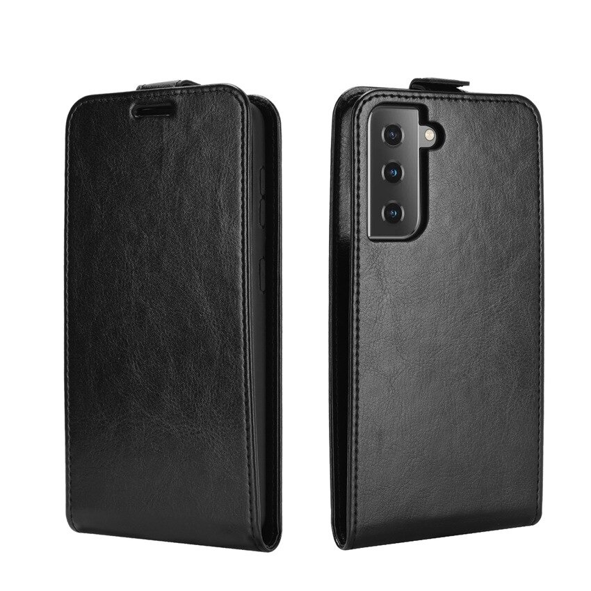 เคส Samsung Galaxy S21 #เคสฝาพับหนัง PU Crazy Horse แนวตั้ง พร้อมช่องเสียบการ์ด