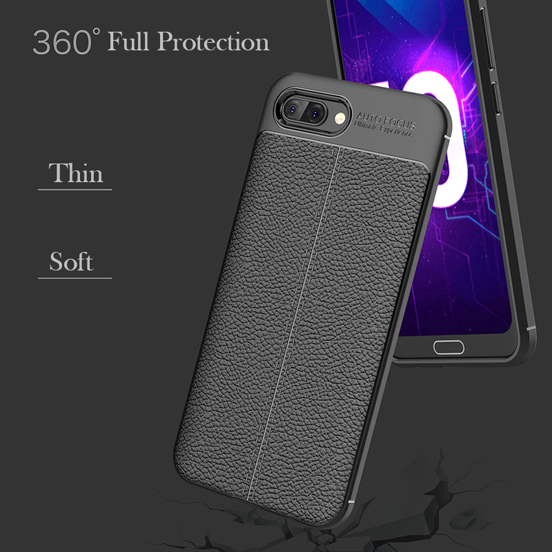 เคส Honor 10 #เคสฝาหลัง TPU ลายหนัง PU ผิวลิ้นจี่ช่วยป้องกันลายนิ้วมือคุณภาพดี