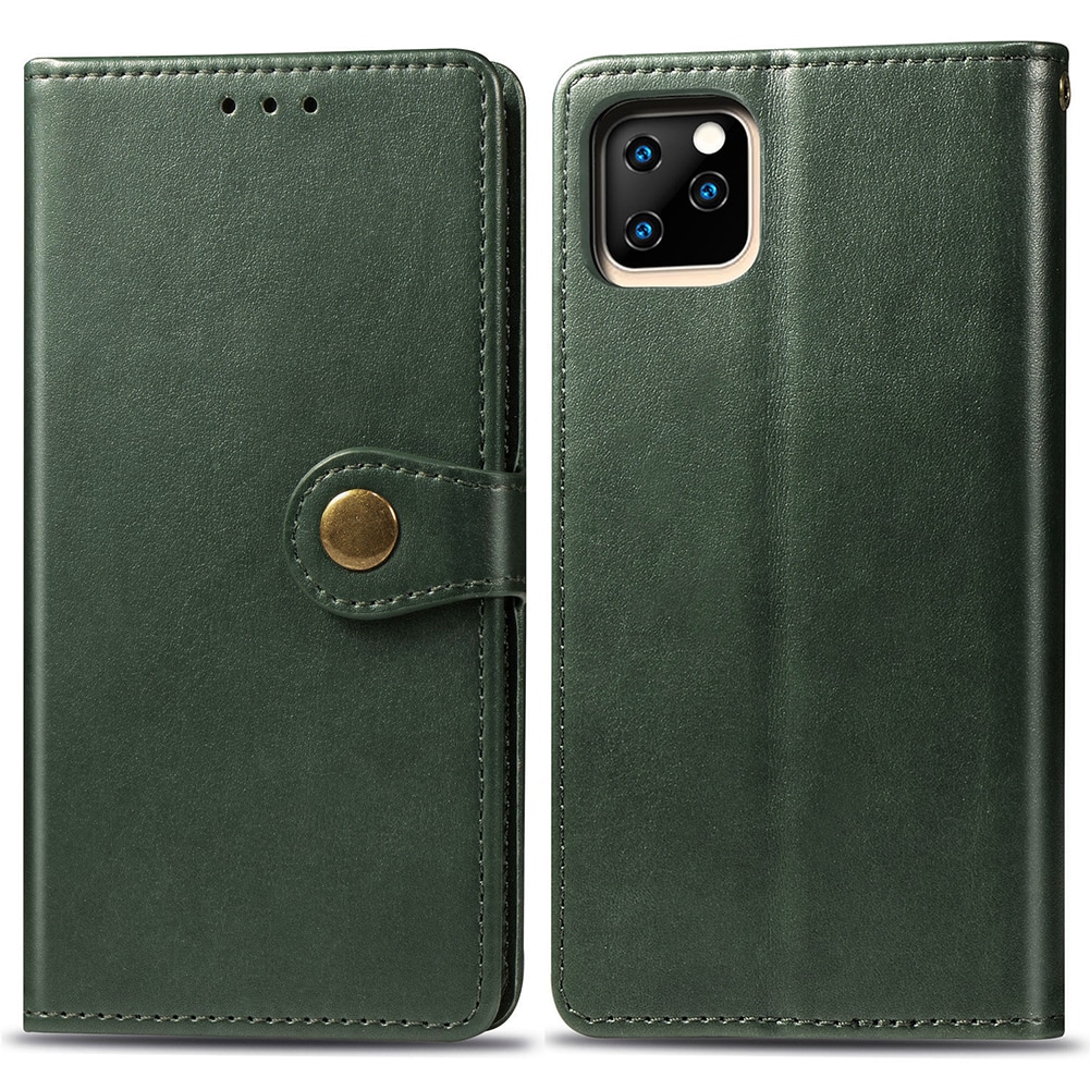 Case iPhone 11 6.1 inch #เคสฝาพับแถบปิดแม่เหล็กพับตั้งได้ Magnetic Closure Wallet Lanyard Leather
