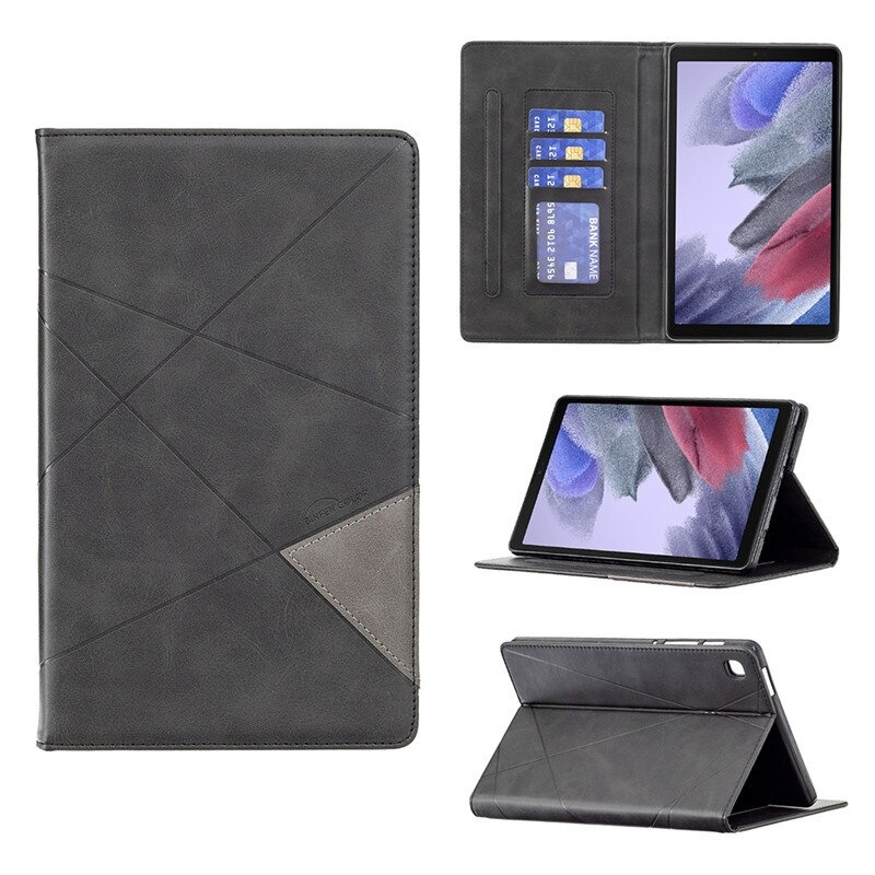 เคส Samsung Galaxy Tab A7 Lite 8.7" (T220,T225) #เคสฝาพับหนัง PU มีช่องเสียบ ID บัตรอื่นๆในตัว Geometric Pattern Leather Card Holder Protective