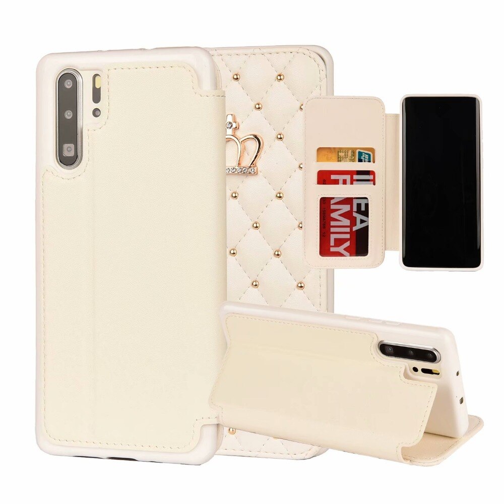 Case Huawei P30 Pro #เคสฝาพับหนัง PU มีช่องเสียบการ์ด Stitching Rhombus Crown Stand Leather