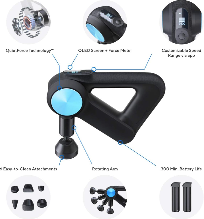 Theragun® 4th Pro, G3PRO, Handheld Massage with 6 Attachments for Pain Relief & Energize Body เครื่องนวด ปรับองศา 4 ระดับ