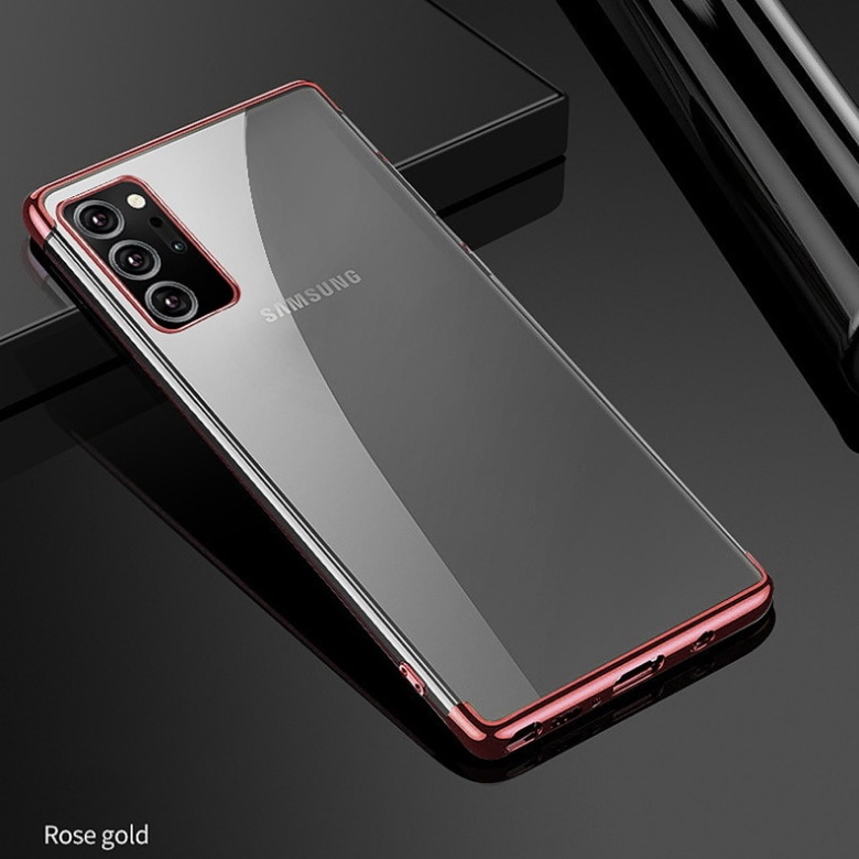 Case Samsung Galaxy Note 20 / Note 20 5G #เคสฝาหลังใสขอบเงา Luxury Soft Silicone Transparent Plating Cover