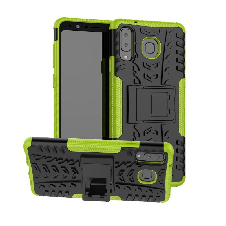 Case Samsung Galaxy A8 Star #เคสฝาหลังกันลื่น Cool Tyre Pattern Kickstand (PC + TPU)