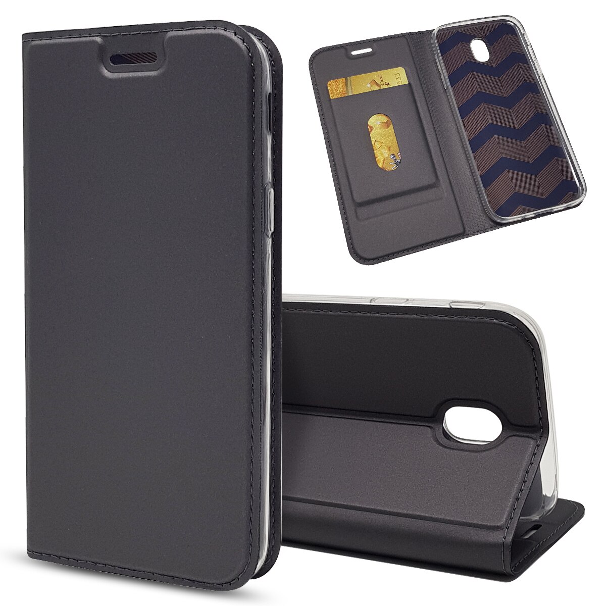 Case Samsung Galaxy J5 Pro #เคสฝาพับหนัง PU Magnetic Adsorption Stand Leather Card Holder