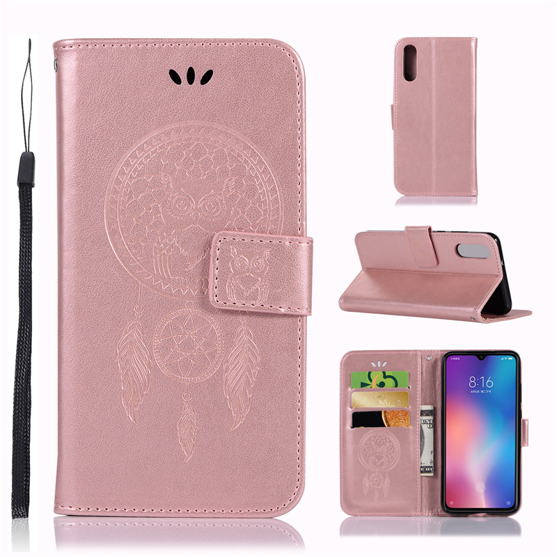 Case Xiaomi Mi 9 #เคสฝาพับแบบกระเป๋าสตางค์ฝาพับหนัง PU ลายนกฮูก Dream Catcher Owl