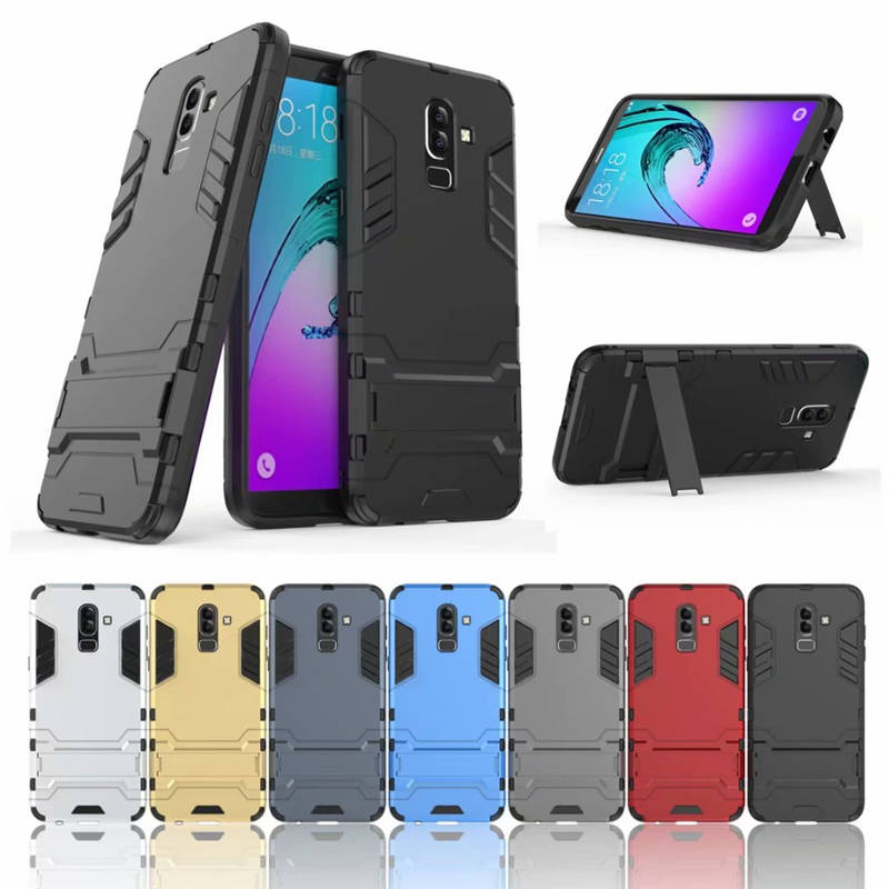 เคส Samsung Galaxy J8 (2018) #เคสฝาหลังพลาสติก ไฮบริด TPU + Kickstand