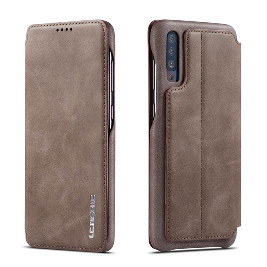 Case Samsung Galaxy A50 / A50s / A30s #เคสฝาพับหนัง PU มีช่องใส่บัตร LC.IMEEKE Retro Style Leather Card Holder