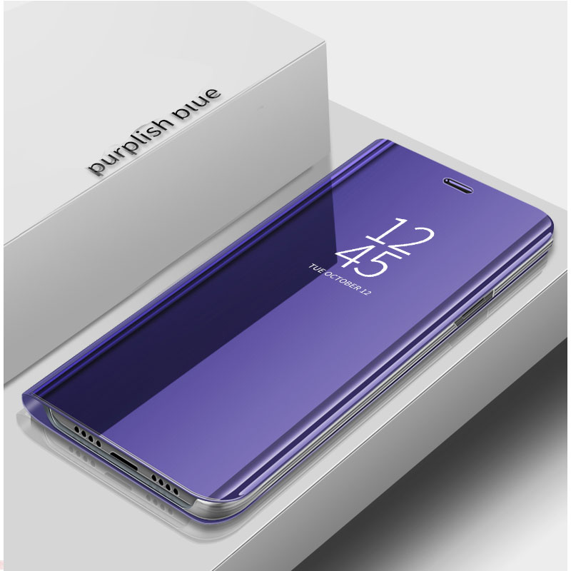 เคส Vivo Y19 #เคสฝาพับปกโปร่งแสงผิวเงา Electroplating Mirror Surface Window View