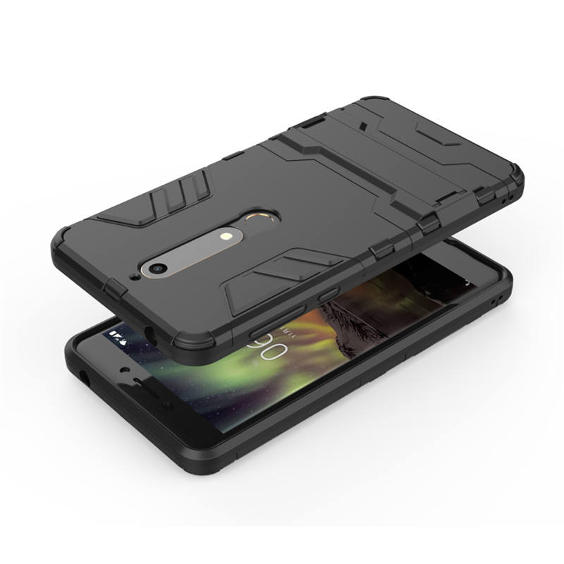 เคส Nokia 6.1 (5.5-inch) #เคสฝาหลังพลาสติก ไฮบริด TPU + Kickstand