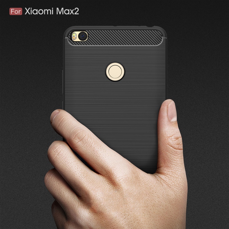 เคส Xiaomi Mi Max 2 #เคสตกแต่งคาร์บอนไฟเบอร์ ผิวขัดแปรง Brushered TPU Back Case