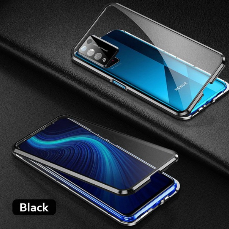 เคส Huawei P40 Pro Plus#เคสขอบโลหะประกบแม่เหล็กมีป้องกันเลนส์กล้อง Fully Protection Magnetic Adsorption Glass Metal Phone Protective Built-in Camera Protection