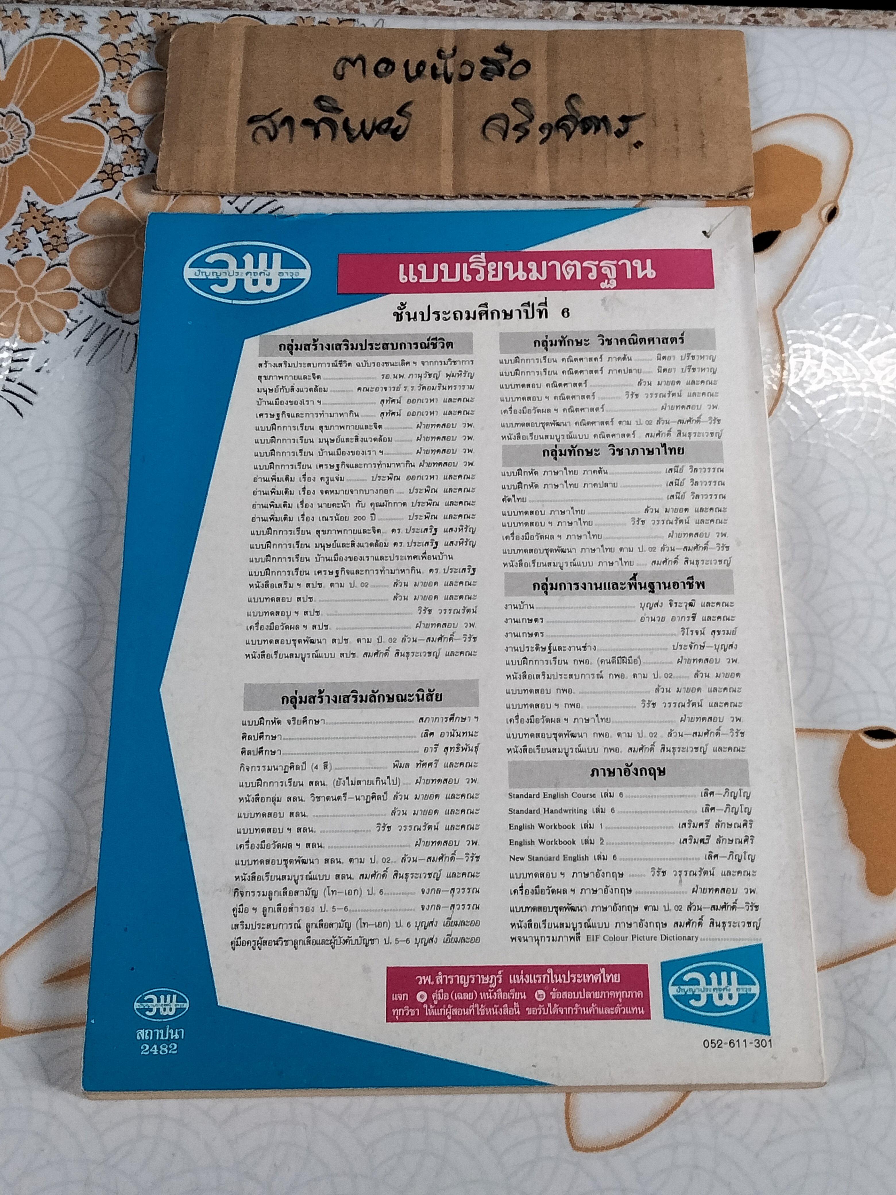 แบบฝึกการเรียน คณิตศาสตร์ ป. 6 เล่ม 1 - นิตยา ปรีชาหาญ (ยังไม่ใช้) ตามหลักสูตรประถมศึกษา พุทธศักราช 2521 พิมพ์ครั้งที่ 1 พ.ศ 2528 **สินค้าหมด**