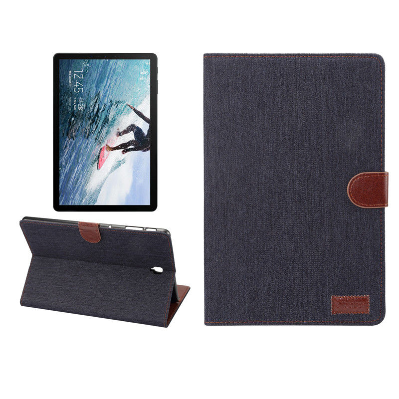 Case Samsung Galaxy Tab S4 10.5 นิ้ว T830 #เคสฝาพับหนัง PU ผิวยีนส์พับตั้งได้ Jeans Cloth Leather Wallet