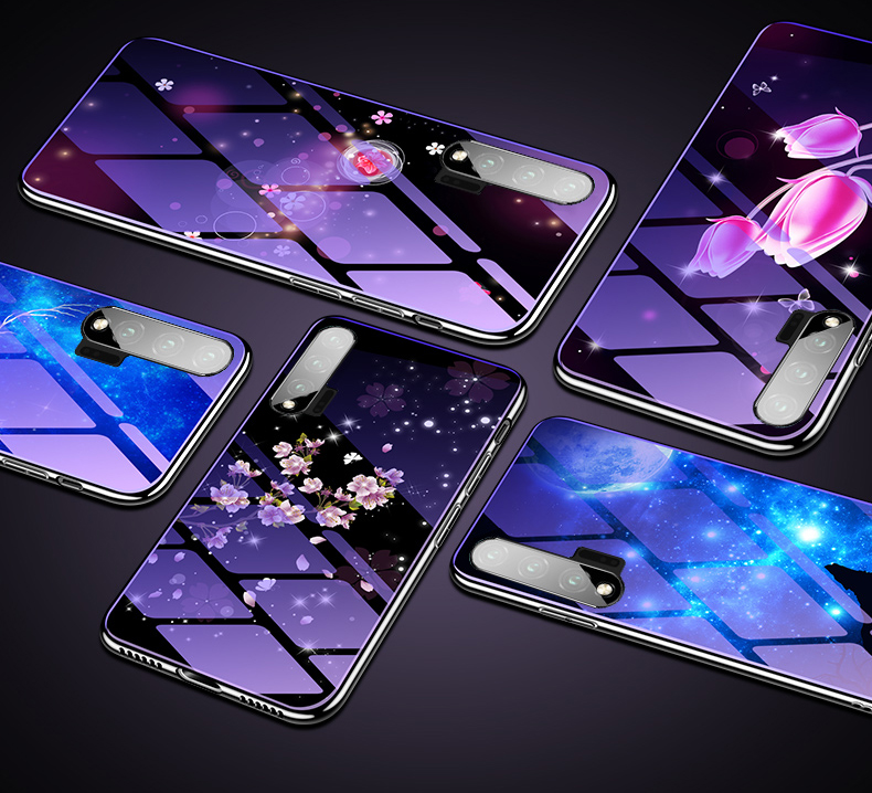 เคส Huawei nova 6 #เคสฝาหลังไฮบริดขอบเงา Electroplated TPU Soft Frame + Blue-ray Tempered Glass + PC