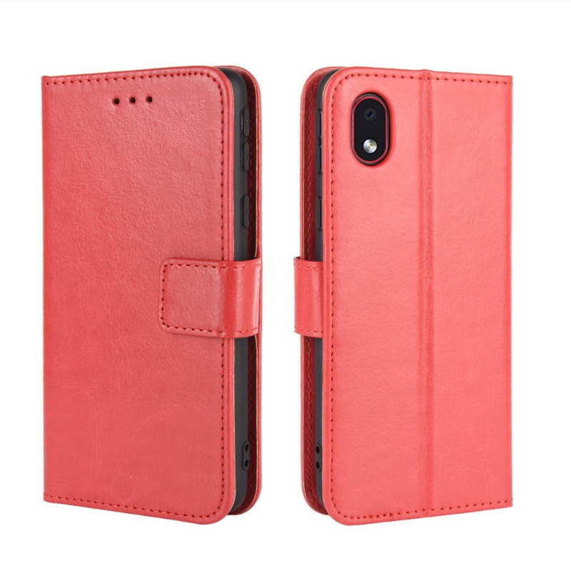 Case Samsung Galaxy A01 Core #เคสฝาพับหนัง PU ผิวหนังม้า Crazy Horse Texture Leather Wallet